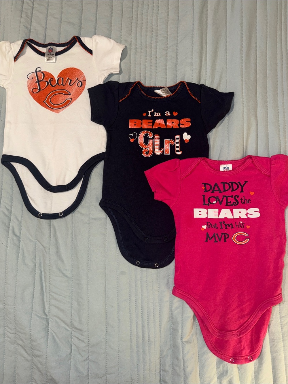 3 Chicago Bears Onesies Set